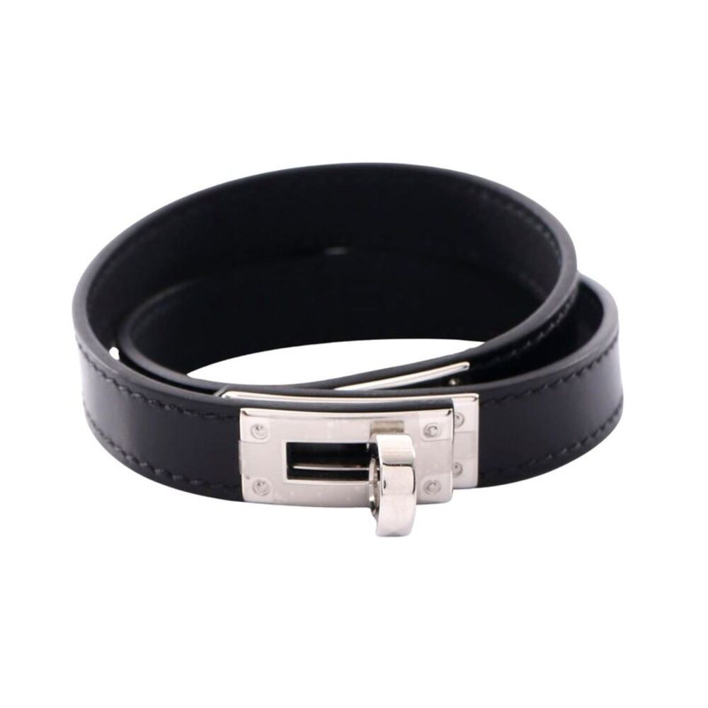 Hermes Kelly Double Tour Bracelet Black/Silver